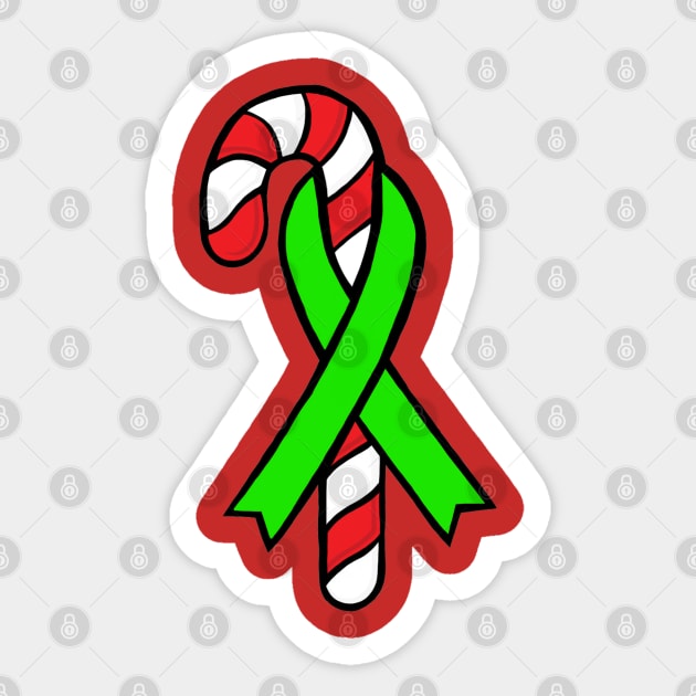 Candy cane awareness ribbon (Green) Sticker by CaitlynConnor